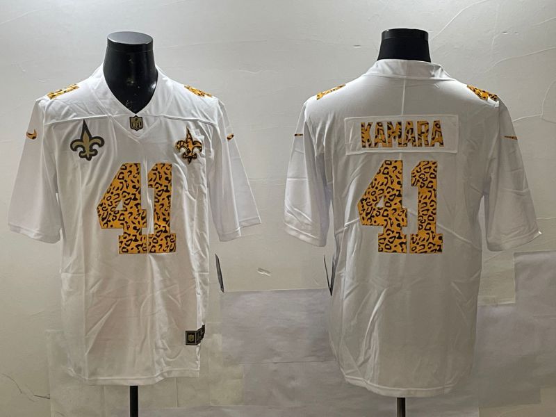 Men New Orleans Saints #41 Kamara White Panther pattern Nike 2025 Limited NFL Jersey style 4->cleveland cavaliers->NBA Jersey